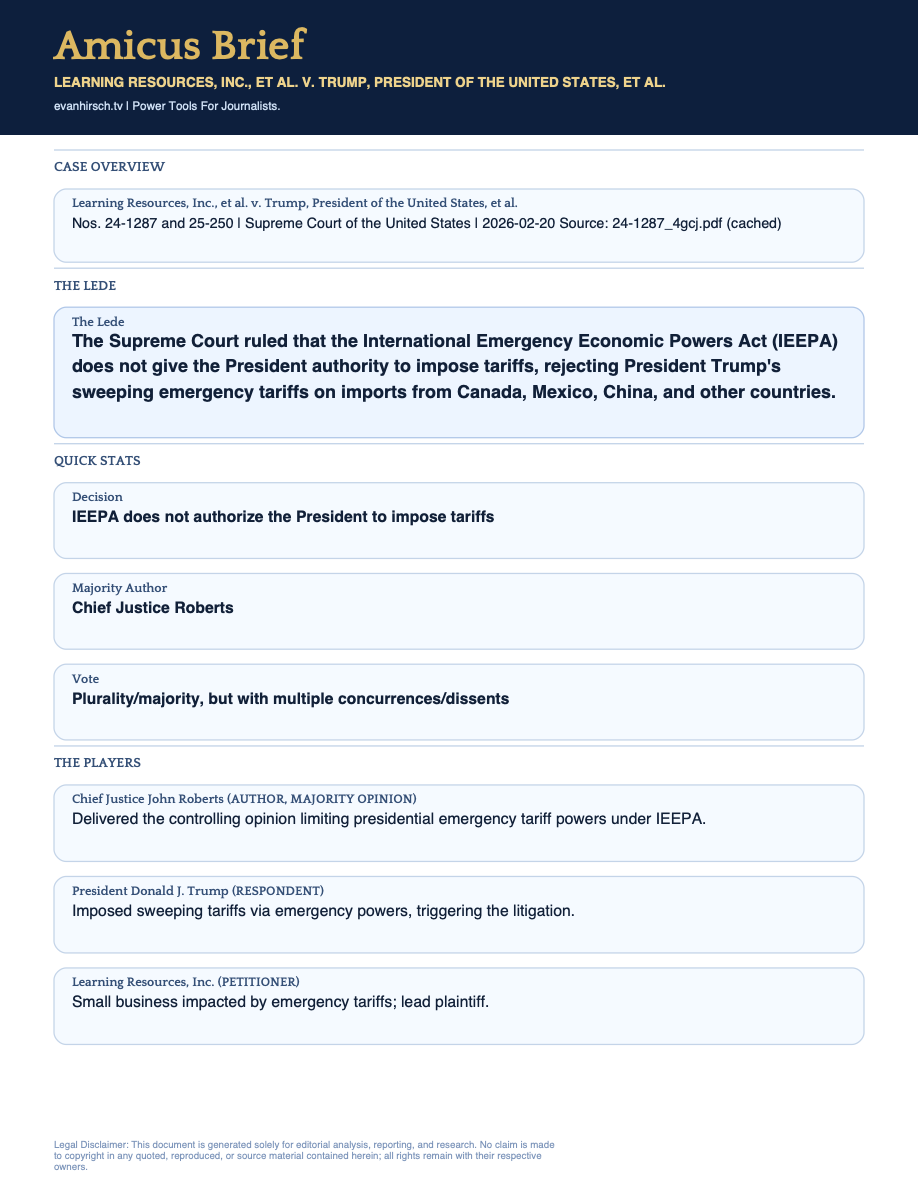 SCOTUS Tariff Ruling — Amicus output preview